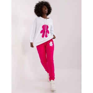 Ružovo-biela súprava trička s medvedíkom a teplákov -RV-KMPL-8727.25X-fuchsia Veľkosť: L/XL