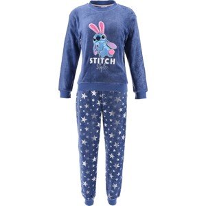Disney Stitch Teplé dámske fleecové pyžamo - tmavomodré Veľkosť: L
