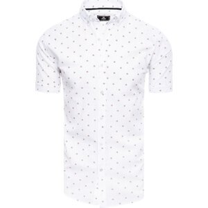 Biela pánska košeľa so vzormi a krátkym rukávom Dstreet KX1031 Veľkosť: 2XL