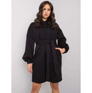 Čierne mikinové šaty Raella s kapucňou a opaskom RV-SK-7253.13-black Veľkosť: L/XL
