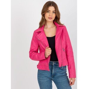 Tmavoružová dámska koženková bunda NM-DE-KR-G88.15X-dark pink Veľkosť: S