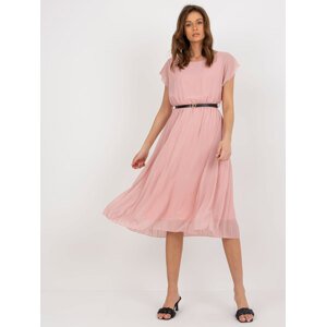 Svetloružové plisované midi šaty DHJ-SK-8839-1.23X-light pink Veľkosť: ONE SIZE