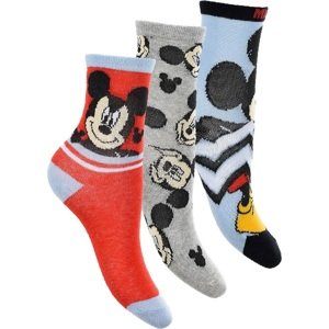 Chlapčenská súprava ponožiek Mickey Mouse - červená-šedá-tyrkysová Veľkosť: 27/30