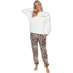 Smotanovo-hnedé teplé pyžamo so zebrou potlačou Veľkosť: XL
