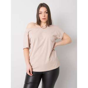 BÉŽOVÉ TRIČKO S VÝSTRIHOM NA CHRBTE -RV-TS-6297.08P-BEIGE Veľkosť: 2XL