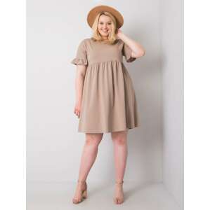 BÉŽOVÉ DÁMSKE ŠATY S RIASENÍM RV-SK-6335.68-BEIGE Veľkosť: 3XL