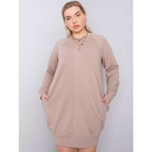 BÉŽOVÉ DÁMSKE ŠATY S VRECKAMI RV-SK-6296.99-BEIGE Veľkosť: 2XL